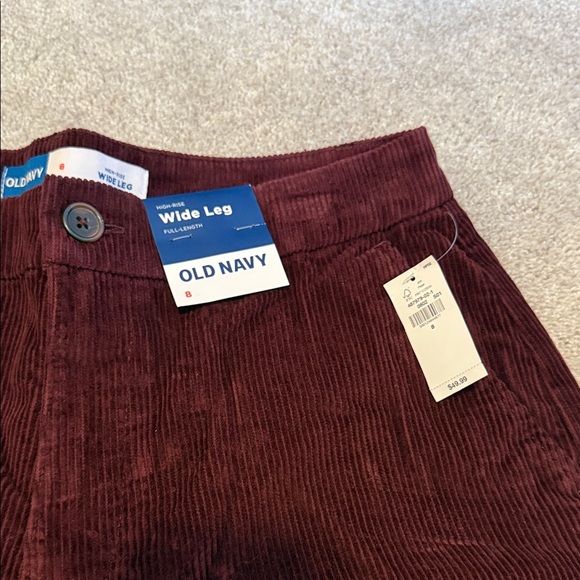 Old Navy Women's Burgundy Wide Leg Corduroy Pants - Picture 2 of 4